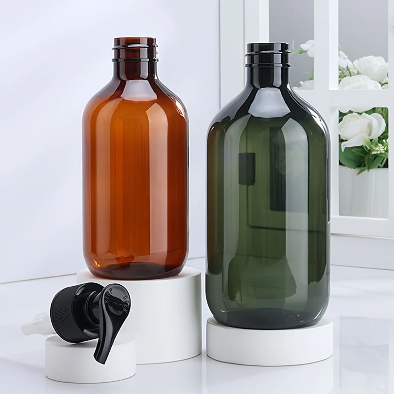 1pc 300ML 500ML Bathroom Soap Dispensers Amber Shampoo Lotion Container Press Pump Refillable Bottle for Bath Soap Gel Cosmetic