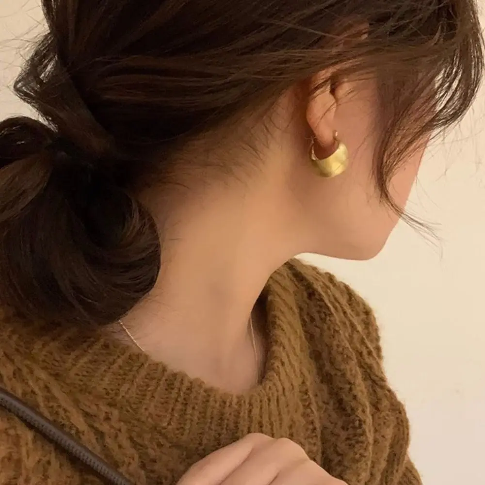 Girl Gift Fashion Jewelry Brushed Metal Copper U Shaped Women Frosted Earrings Ear Buckles Stud Earrings Korean Style Earrings