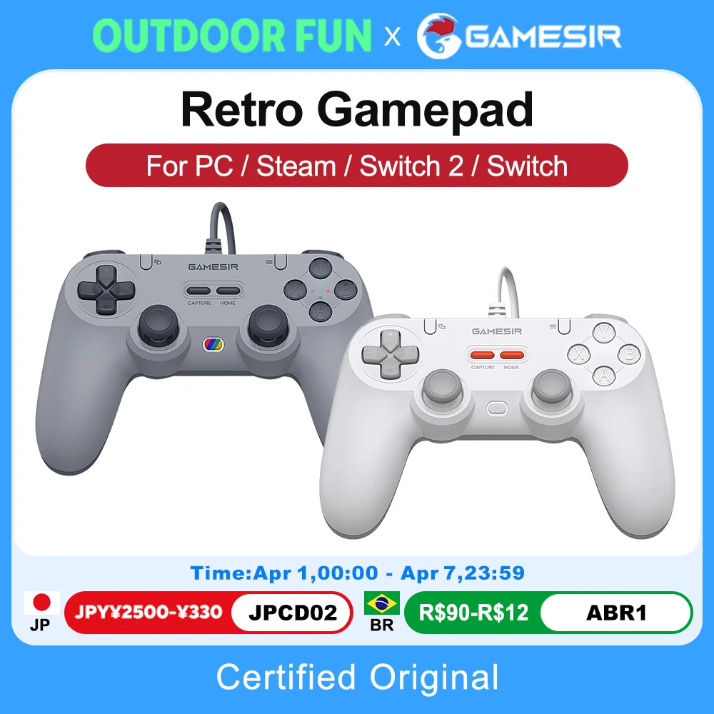 Manettes de jeu filaires GameSir Retro pour PC Steam Switch 2/1, contrôleur Tegenaria Lite avec stick à effet Hall, taux de polling de 1000 Hz