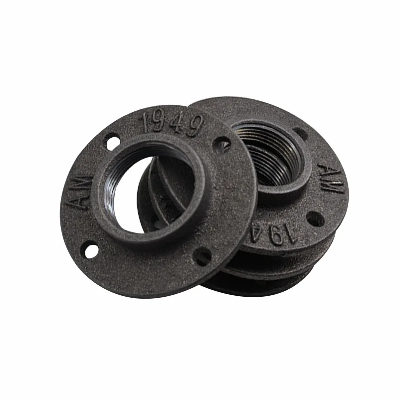 Antique Iron Casting Industrial Pipes Flange Base Pipe Bracket Wall Support Tube Pipe Loft Industrial Retro 10pcs D15 D20