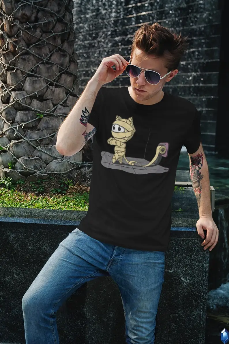 Mummy Cat Toilet Paper T-Shirt Unisex Funny Adult Cute Halloween Sizes 2022