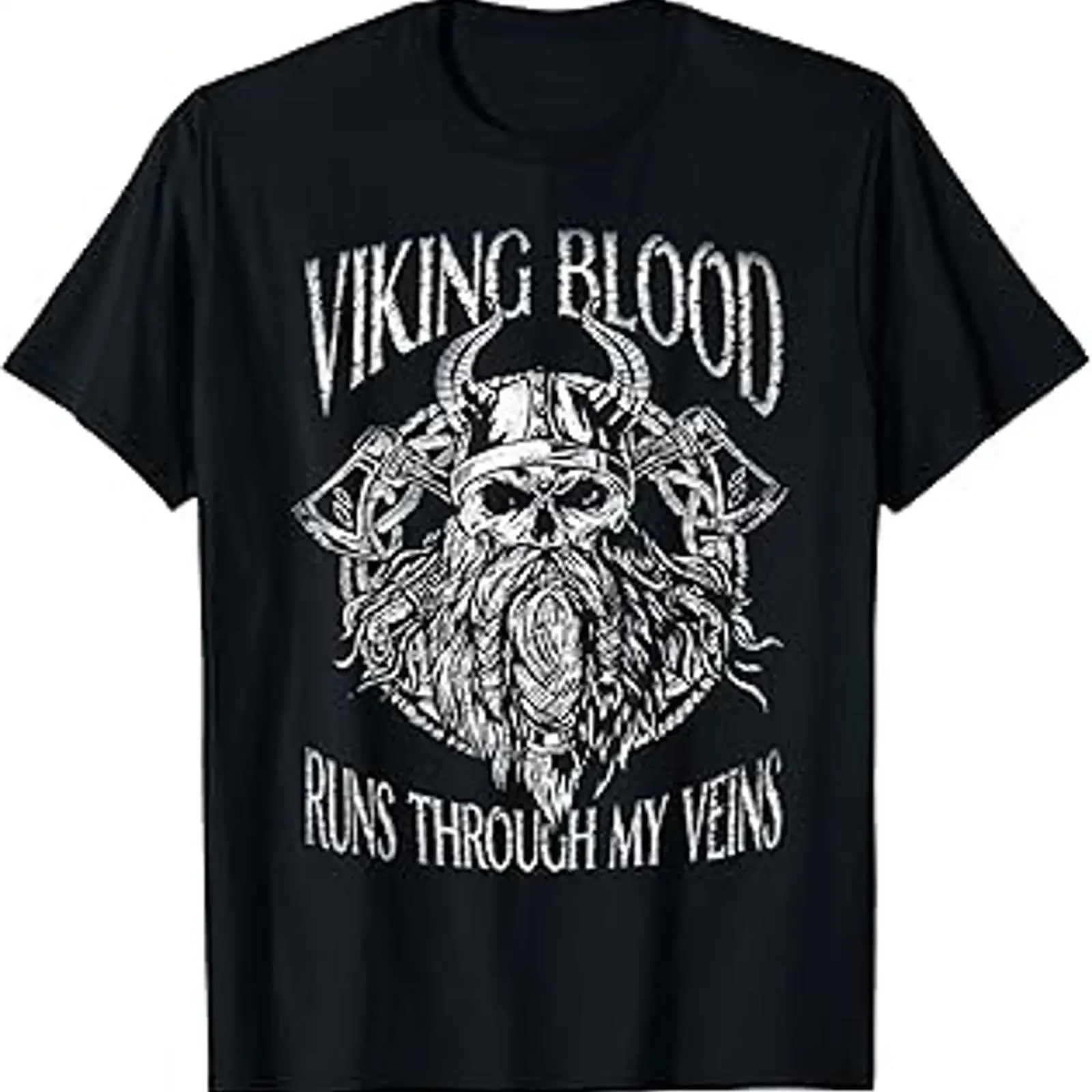 Viking Nordic Norse Scandinavian Blood Valhalla Skull T Shirt vintage Washed Casual Breathable Versatile Comfortable