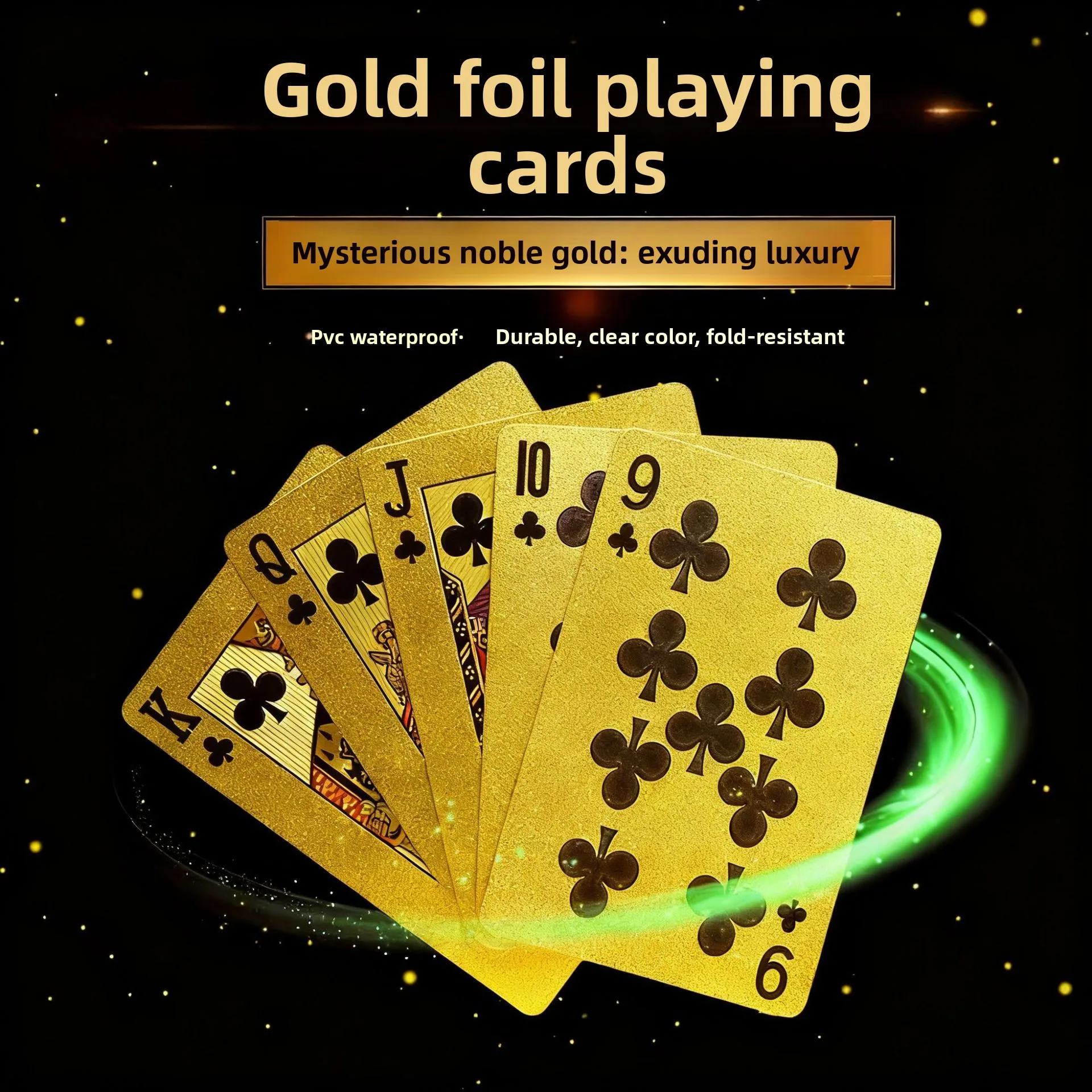 55pcs Golden Playing Entertain Cards Gold Foil Pokers Set Magic Cards 24K Gold Plastic Foil Pokers Durable Waterproof Cards
