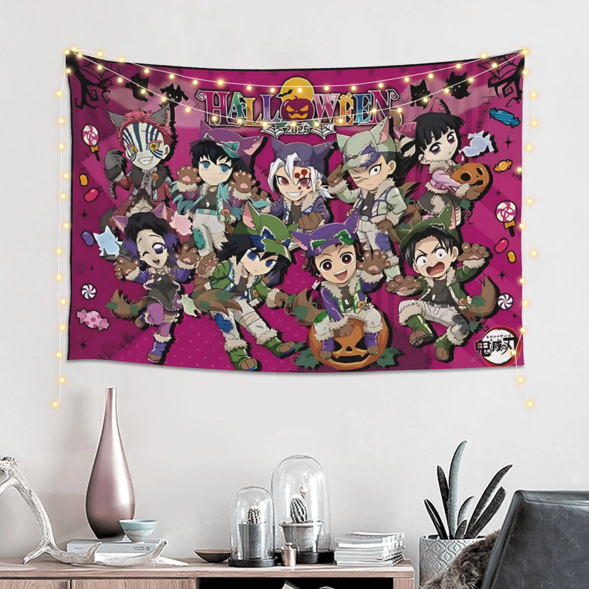 Cutecore Halloween Demon Slayer Tapestry Bedroom Decoration  Wall Hanging Blanket Tapestry Cool Stuff For Room