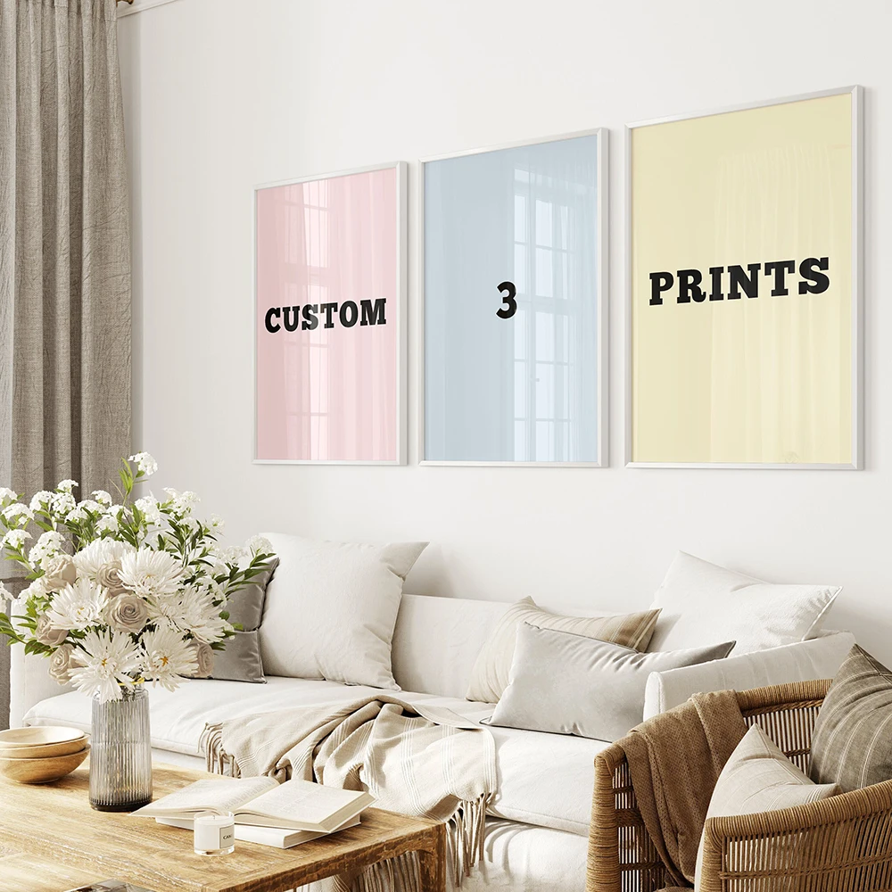 Custom 3pcs photo canvas Poster as personalized gift 3pc Personalized custom photo Poster Wall Art festival birthday gift