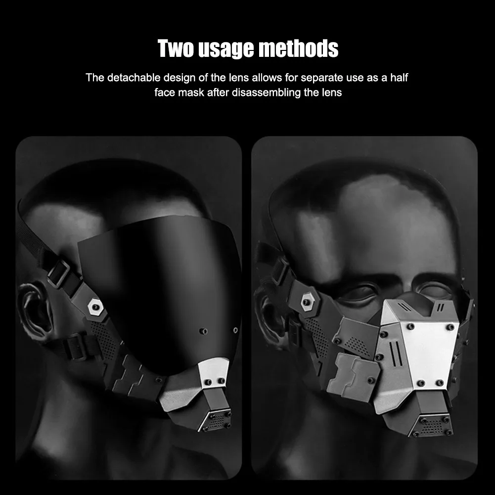 قناع قائد تكتيكي Cyberpunk تأثيري ، كامل الوجه ، مضاد للضباب ، كرة الطلاء ، مزدوج الوجهين ، قابل للفصل ، Airsoft ، CS واقي ، 1 #4