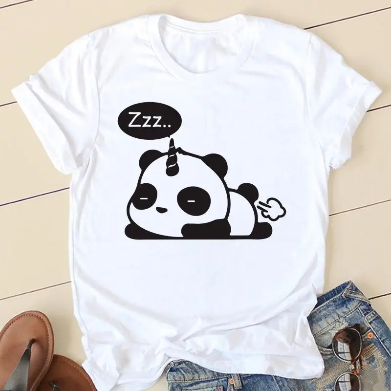 T-shirts Female Ladies Women Graphic Tee Fashion Casual Clothing Panda Sweet Lovely Style Short Sleeve Summer Tshirt Clothes