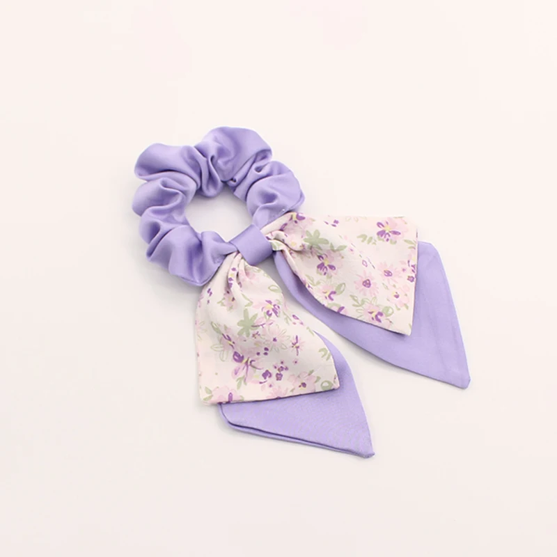 

Нежные эластичные ленты для волос с бантом и цветочным принтом, женские резинки для волос, элегантная лента с цветком, резинка, головные уборы, аксессуары для волос для девочек