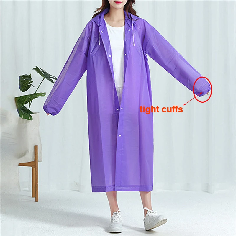 Adult Raincoat Hooded One-piece Long Raincoat Reusable Poncho Outdoor Rainwear For Women And Men Transparent Waterproof Poncho