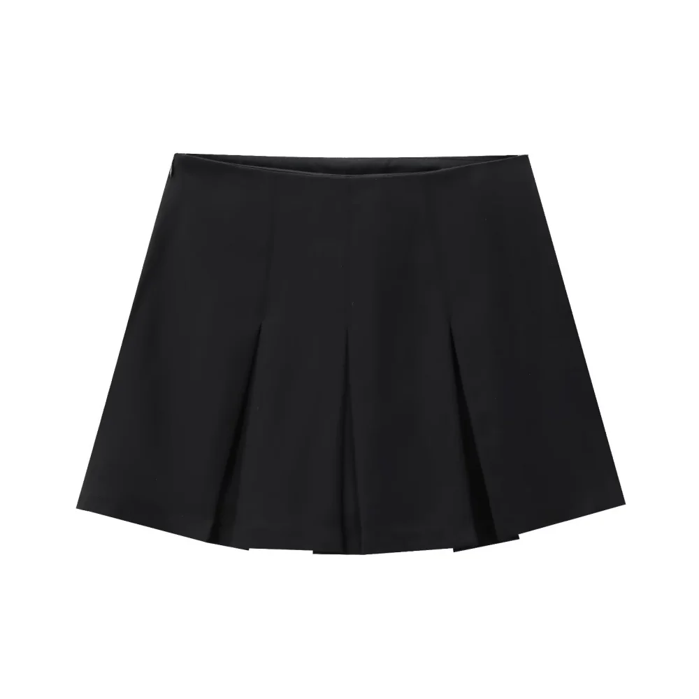 2025 BM MD ZA Women's Pleated Mini Skirts in Grey Black and Beige Classic and Versatile Bottoms for a Stylish Look