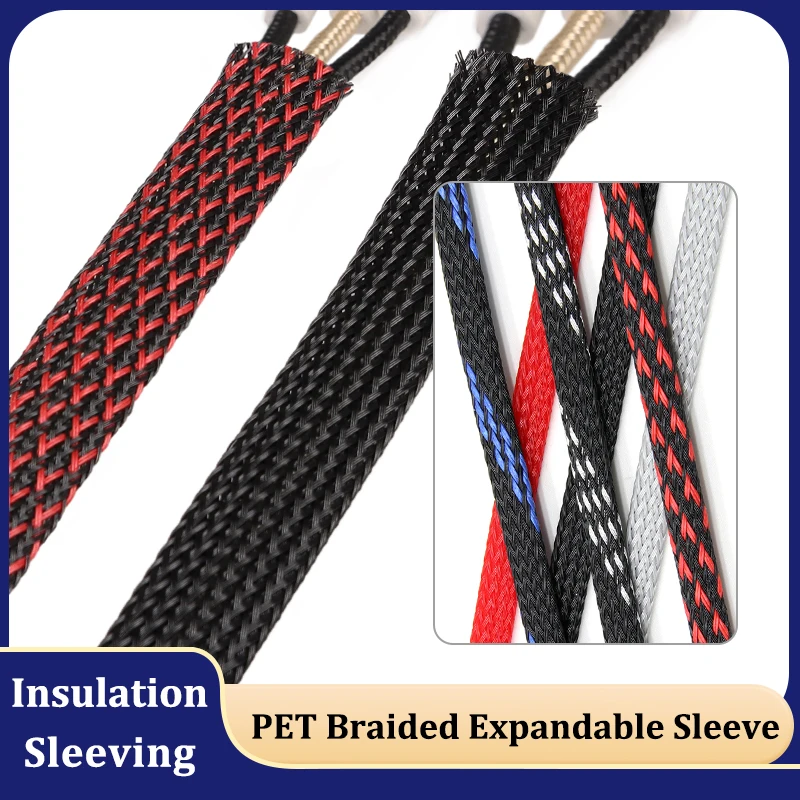 

1/5/10M PET Braided 2mm ~ 40mm Expandable Cable Sleeve Nylon Insulation Tight High Density Protection USB Power Wire Wrap Sheath