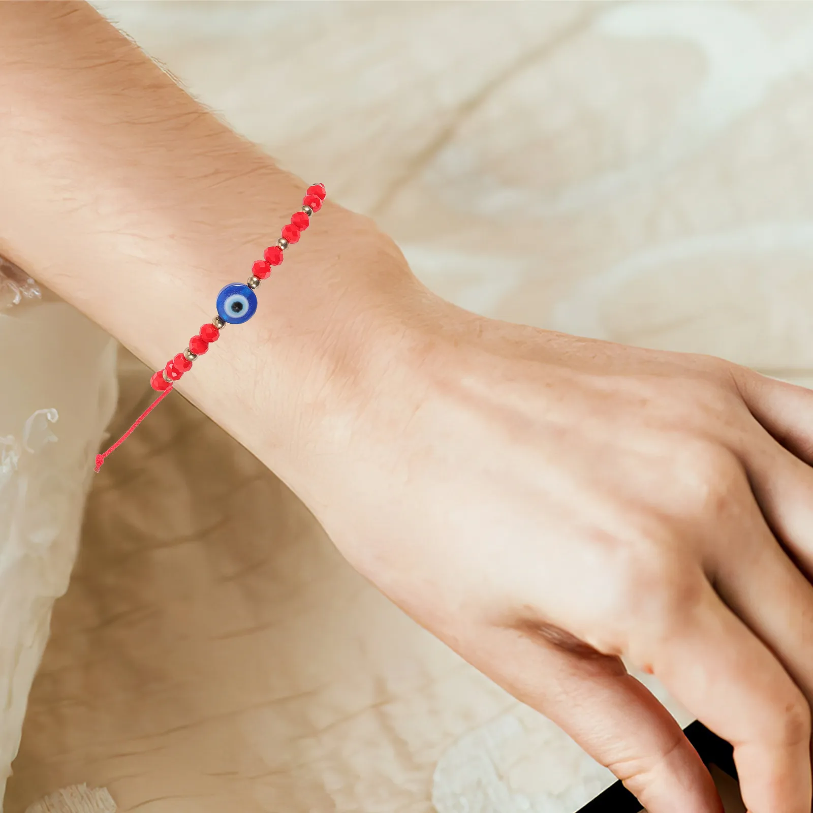 1 Pair Evil Eye Couple Braided Bracelets Adjustable Rope Strand Wristband for Daily Wear Matching Couple Jewelry Gifts