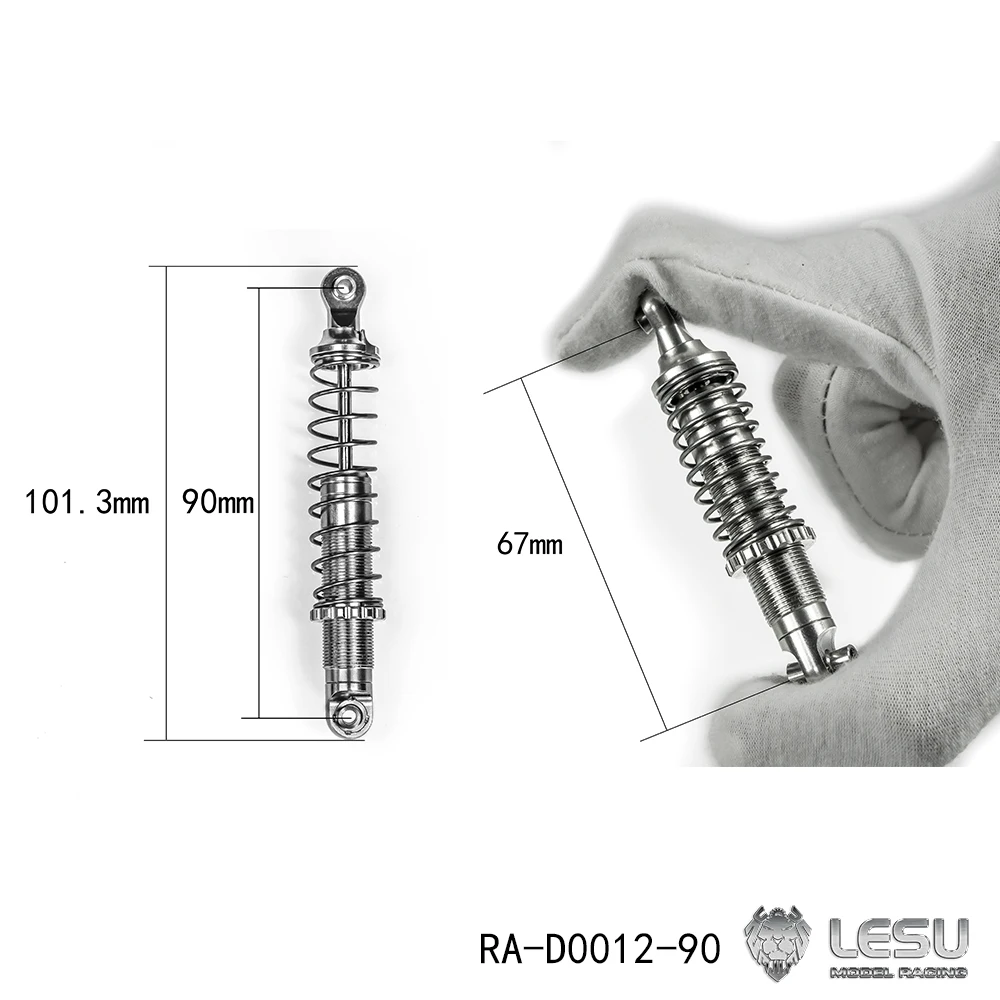 

LESU Metal Shock Absorber 90mm With Adjustable Spring Spare Parts for 1/10 RC Crawler Off-road Climbing Car DIY Model TH22754