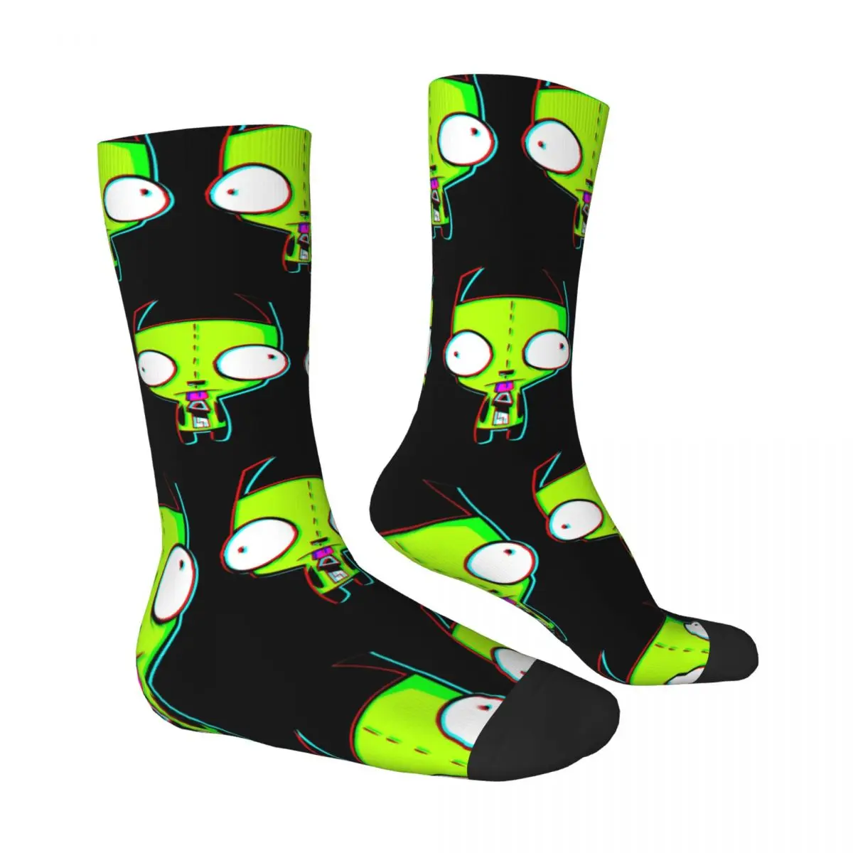 Invaders Zims GLITCHED GIR Stockings Adults Men Socks High Quality Korean Socks Spring Cycling Non-Slip Custom Socks Gift Idea