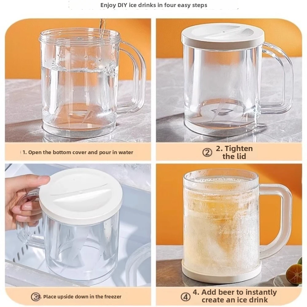 Plastic Cold Drink Chilled Cups Large Capacity Leak-Proof Ice Coffee Cup Washable Reusable Double Interlayer Cup Barbecue