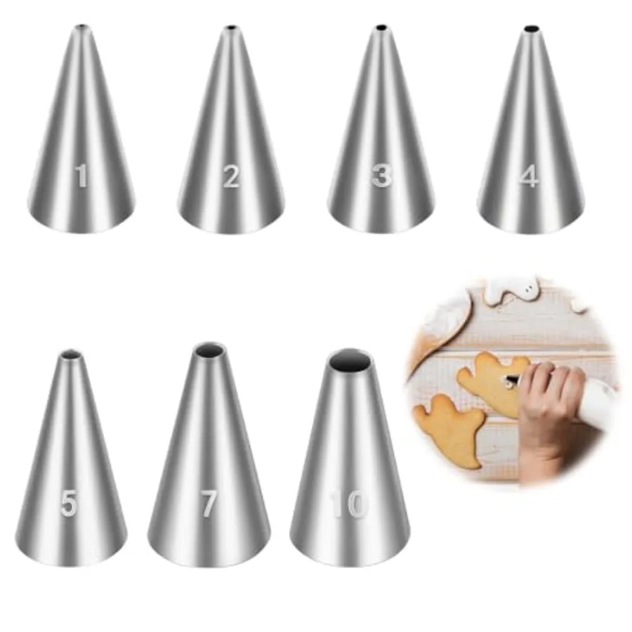 7 Pcs Round ole Ping Ts Set, al Stains Steel Cupcake Frosting N Tool Russian Pastry Icing Dispensers plies Cake Decorating plie