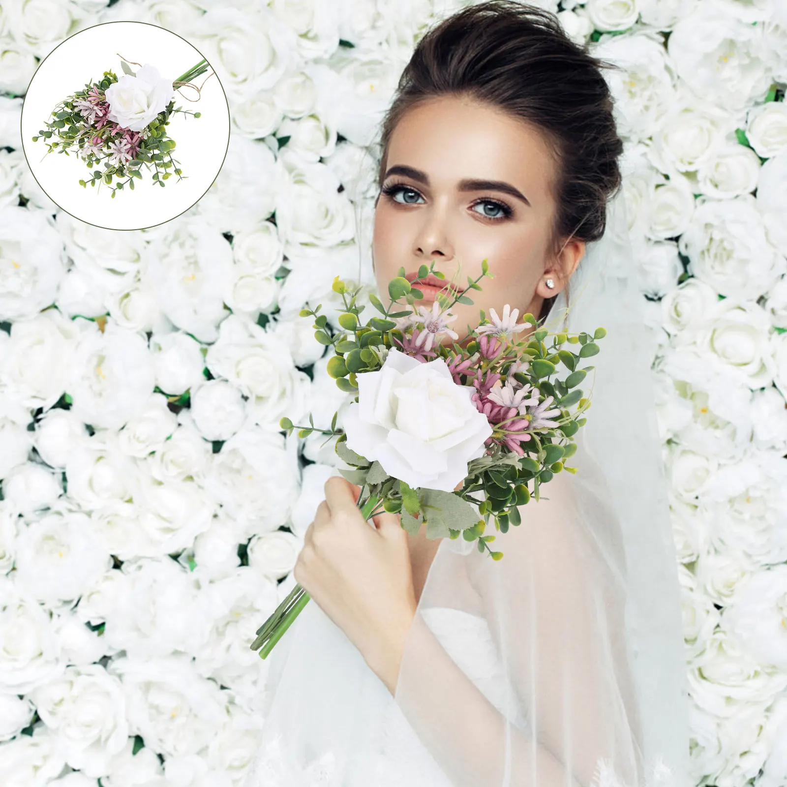 

Artificial Flower Bouquet Bridal Wedding Party Decortable Centerpiecehome Decoration Long Lasting Flowers Bride Bouquet