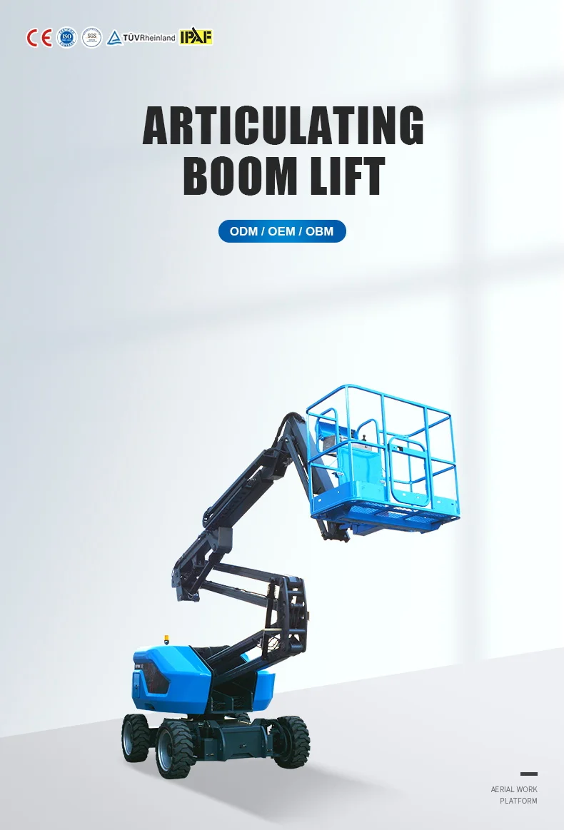 Qiyun Kinglift 8 10 12 14M Diesel AC Power Hydraulic Articulating Boom Lift Billboard Construction Maintenance Cleaning