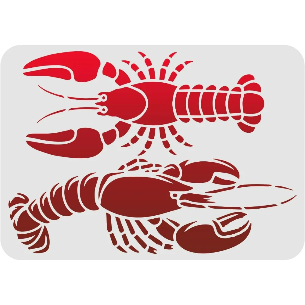 Lobster Stencil 11.7x8.3 inch Reusable Lobster Drawing Stencil Sea Ocean Creatures Stencils Sea Animal Stencil Ocean Theme