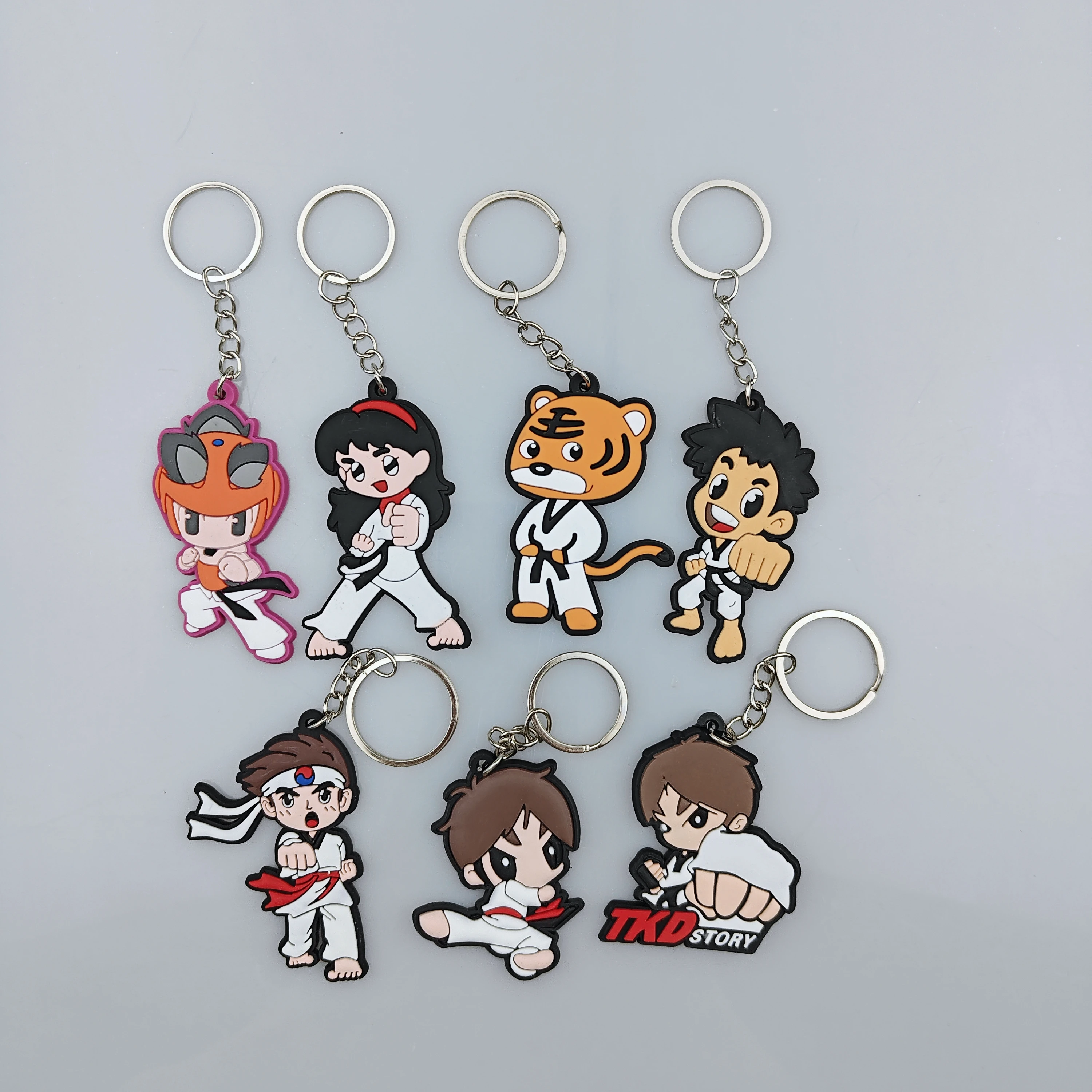 50pcs Wholesale Keychains Taekwondo Supplies Cartoon Sport Gifts for Kids Key Ring TAEKWONDOKeychain