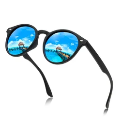 Gafas de sol polarizadas redondas de moda para mujer y hombre, gafas de sol clásicas Vintage para conducir y viajar, gafas circulares ovaladas de diseñador de marca UV400