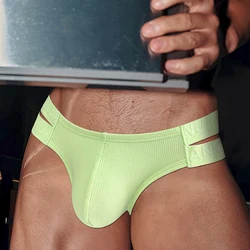 Sports Man Underwear Cotton Briefs Double Belt Low Waist Comfortable U Convex Pouch Gay Sexy Mens Panties Dropshipping