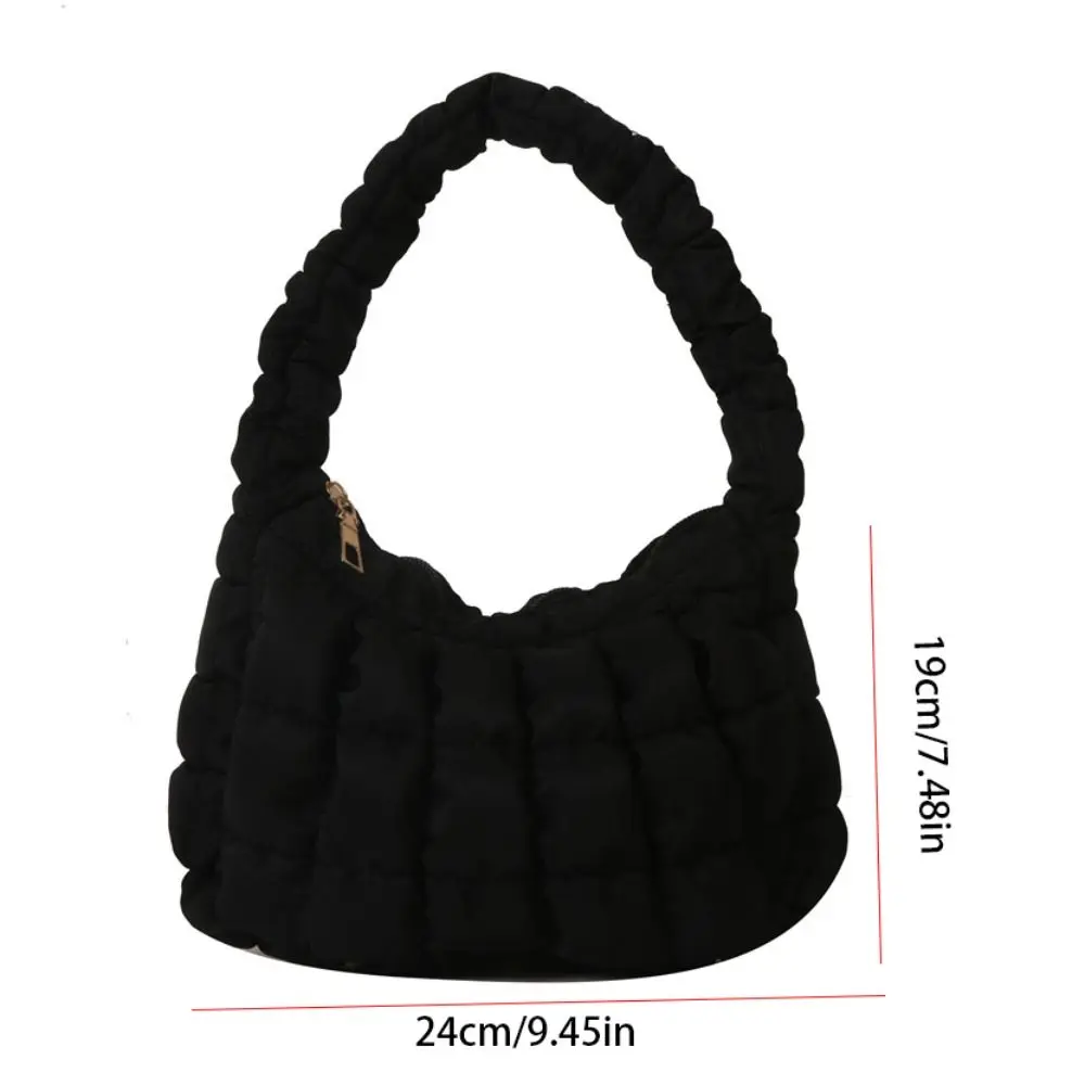 Korean ins Pleated Cloud Shoulder Bag Folded Underarm Bag Simple Tote Bag Women Lattice Handbag Large Capacity Girls Storage Bag