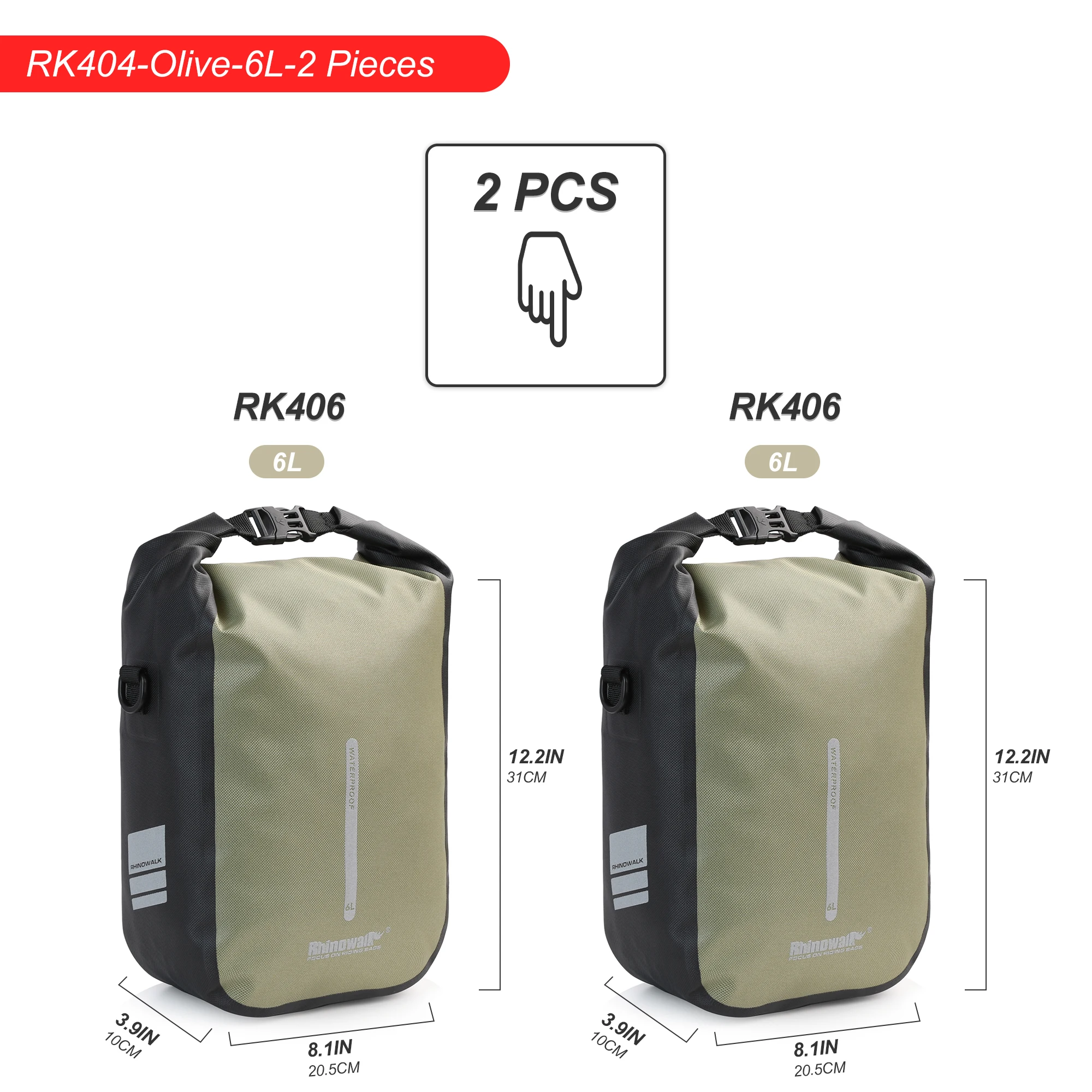 Rhinowalk 2 Pcs Bike Fork Bag 4L 6L Waterproof