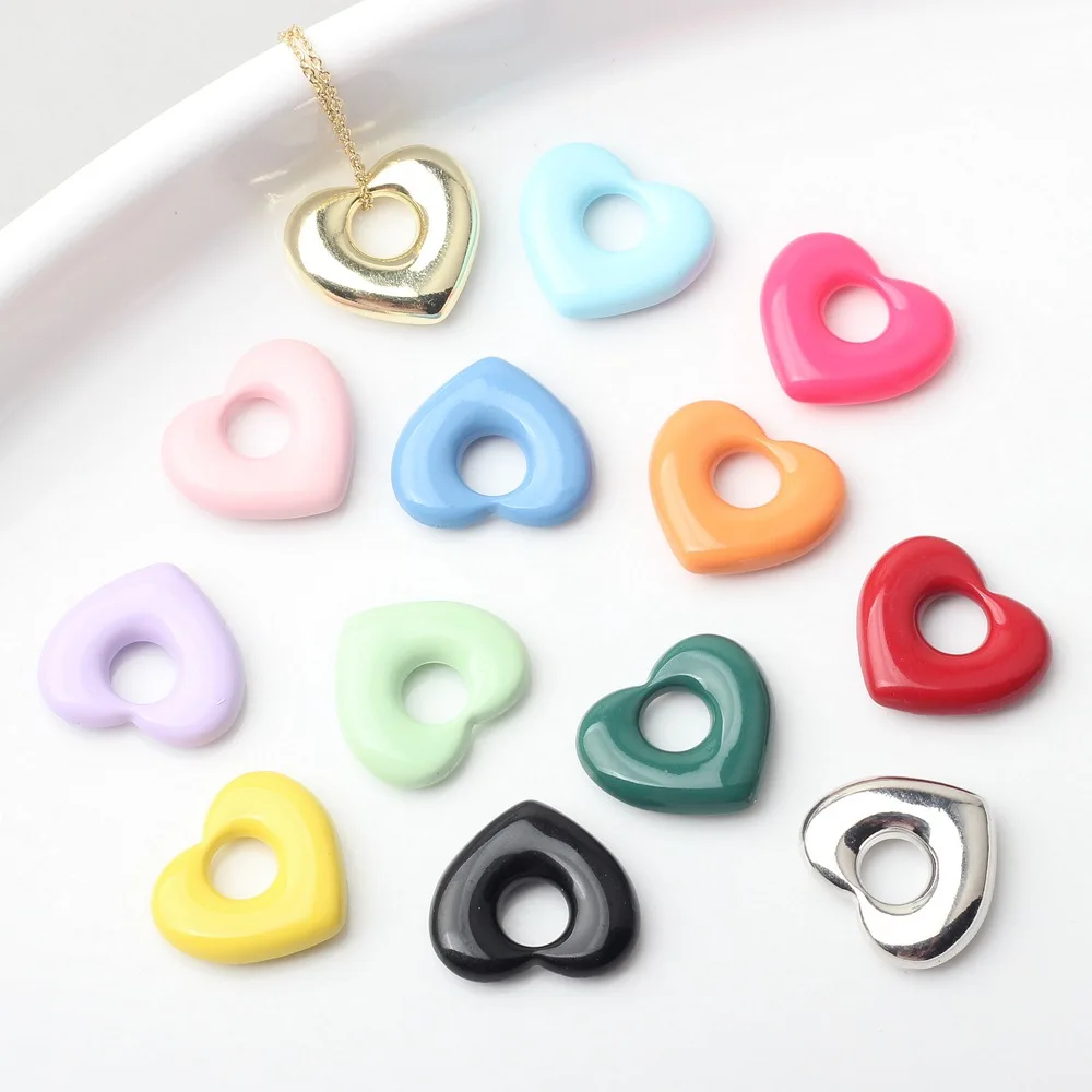 10 sztuk stop cukierki kolor kształt serca Charms wisiorek kolczyk naszyjnik bransoletka biżuteria DIY ręcznie robione ozdoby akcesoria prezenty