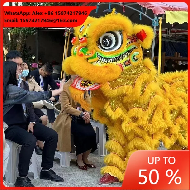 High Quality Traditional Chinese Lion Dance Color Art New Year Adult Dragon Wool Plush Performance Authentic Lion Mascot Costume