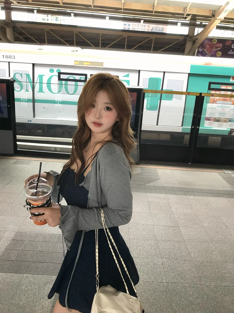 Polka Dot A-Line Dr Women's Cover up Slimming Summer Faion Set Long Sve off oulder Gingham Print Casual Outfit