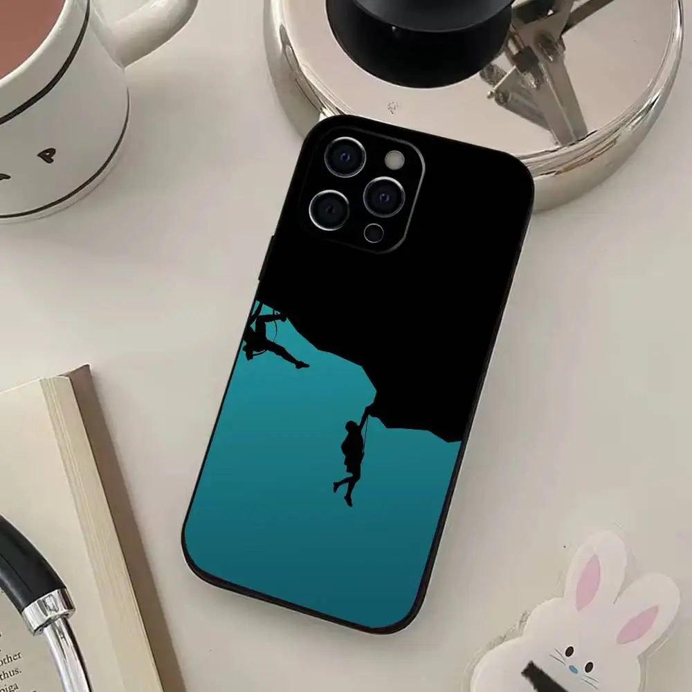 เคสโทรศัพท์แบบ C-Climbing สำหรับ iPhone 17,16,15,14,13,12,11,Plus,Pro,Max,Plus,XS เคสนิ่มซิลิโคนสีดำ