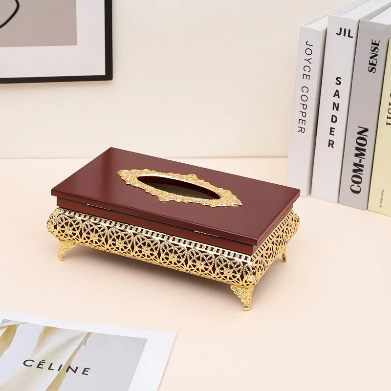DSA Solid wood tissue box with feet Living room creative high-end dining table paper box Hotel office paper box Commercial