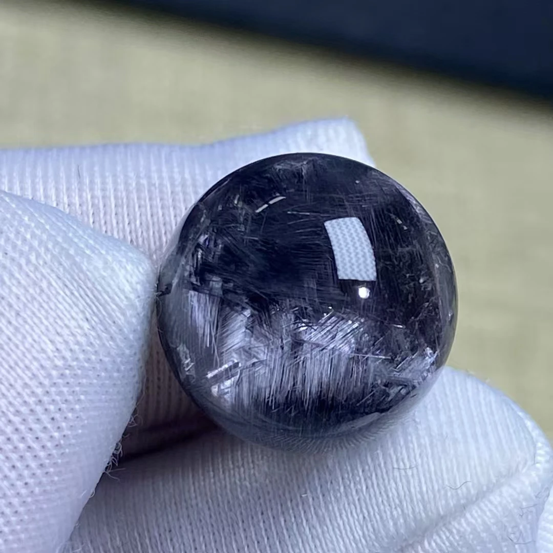 Natural Brookite Platinum Rutilated Quartz Pendant 13mm Round Sphere Bead Women Men Bead Jewelry Fashion AAAAAA