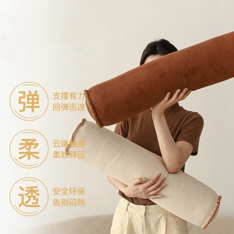 60cm Long Pillow Sofa Corduroy Pillow Bed Headrest Cylindrical pillow cushion