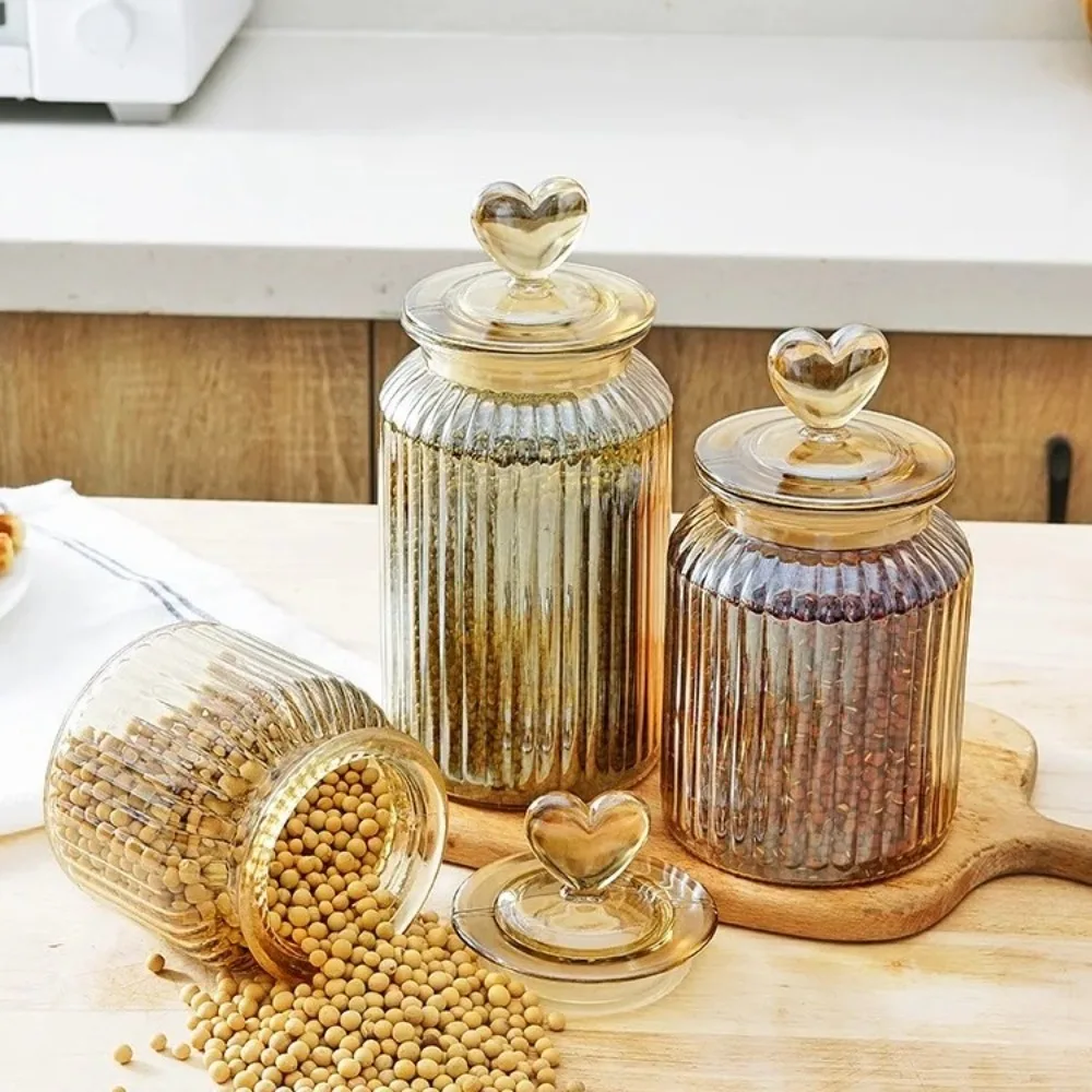Wine Bottle Transparent Glass Sealed Jar with Shape Lid Exquisite Pickle Jug Large Capacity Grain Storage Bottle Nut