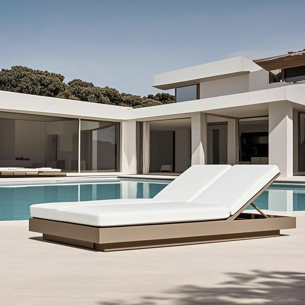Luxurious Hotel - Grade Outdoor Teak Sun Loungers: Exquisite Poolside Leisure Chaise Lounges for Sunbathing