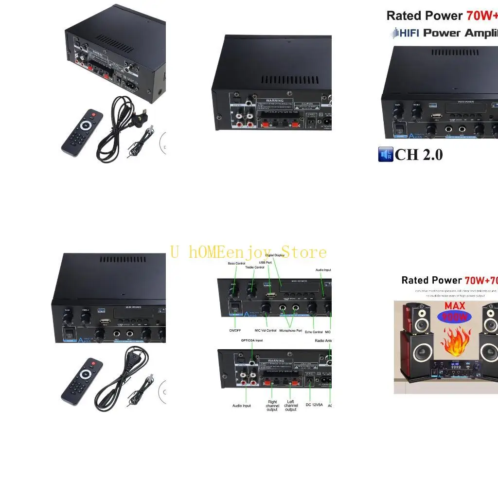 

B0KF Усилители голоса для домашнего кинотеатра, приемник 70Wx2, Bluetooth-совместимый 5.0, цифровое улучшение звука