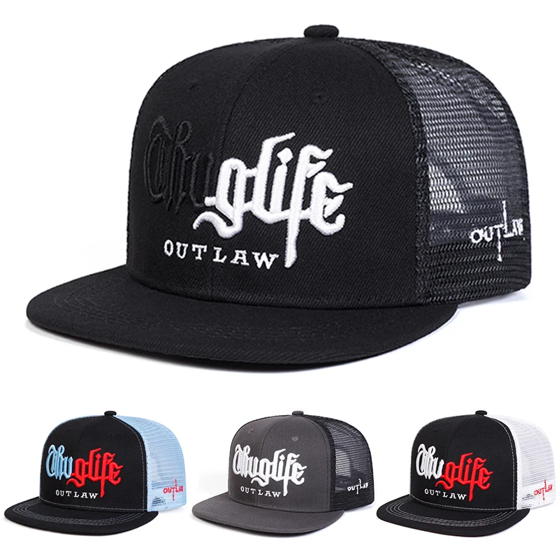 2025 Personalized New Fashion Webhat Thug LIFE Embroidered Hip Hop Hat Outdoor Daily Leisure Sunshade Hat Flat Edge Baseball Hat