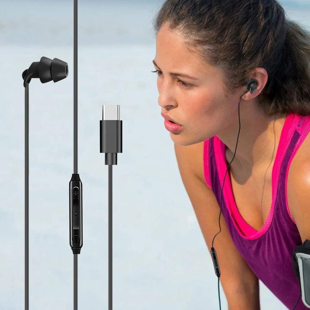 سماعات أذن سلكية 3.5 ملم/Type-c داخل الأذن سدادات أذن جانب واحد مع ميكروفون من جانب واحد سماعة أذن من السيليكون الناعم للهواتف الذكية MP3 #3