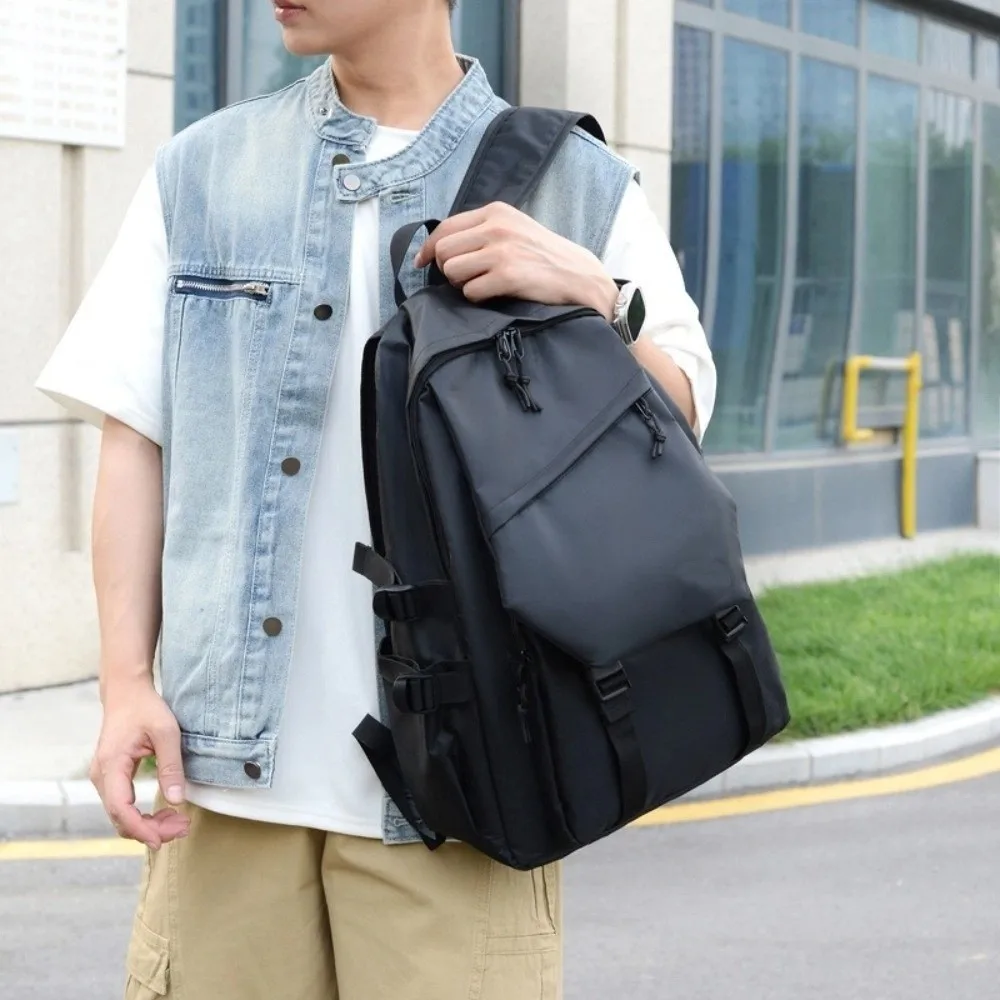 Unisex Design Waterproof Backpack Multi Pocket Adjustable Strap Business Backpack Wear-resistant Solid Color School Bag
