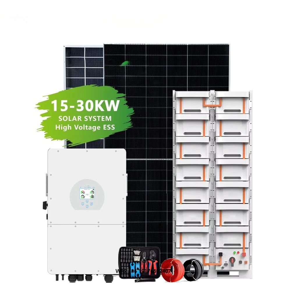 Complete 15KW 25KW Solar Panel System All-in-One Residential Solar Power Kit Lithium Ion Battery Pure Sine Wave Inverter