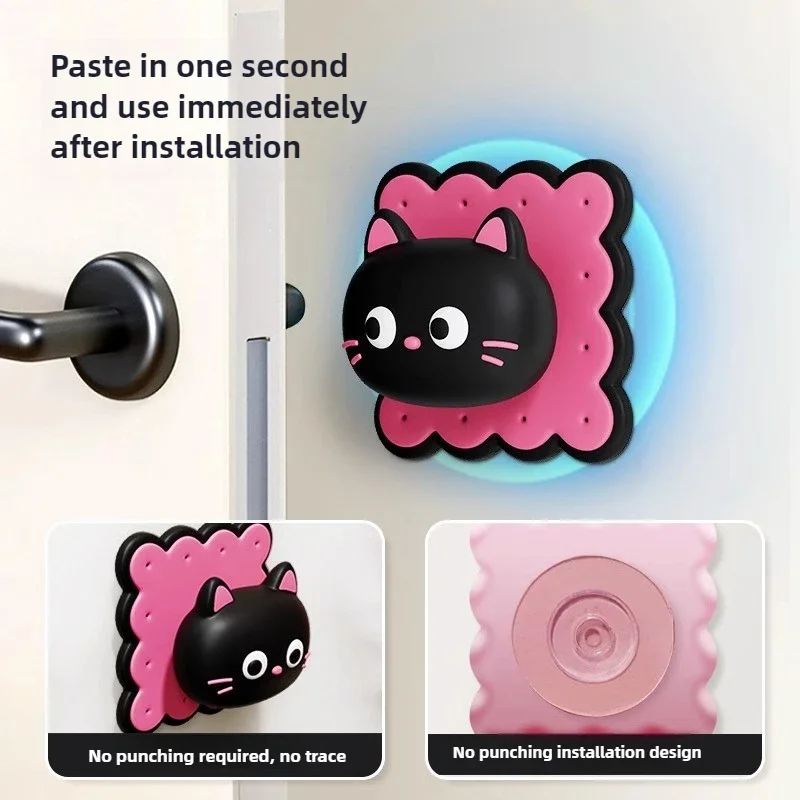 Cute Cat Silicone Door Stopper Door Handle Anti-collision Block Wall Decorative Doll Silent Pad Reusable Door Shock Absorber​