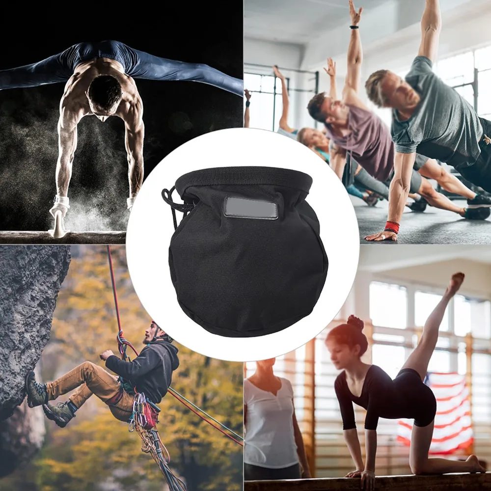 

Adjustable Drawstring Closure Chalk Bag Zippered Pockets Large Capacity Magnesium Powder Bag Chalk Storage Bag Indoor Climbing