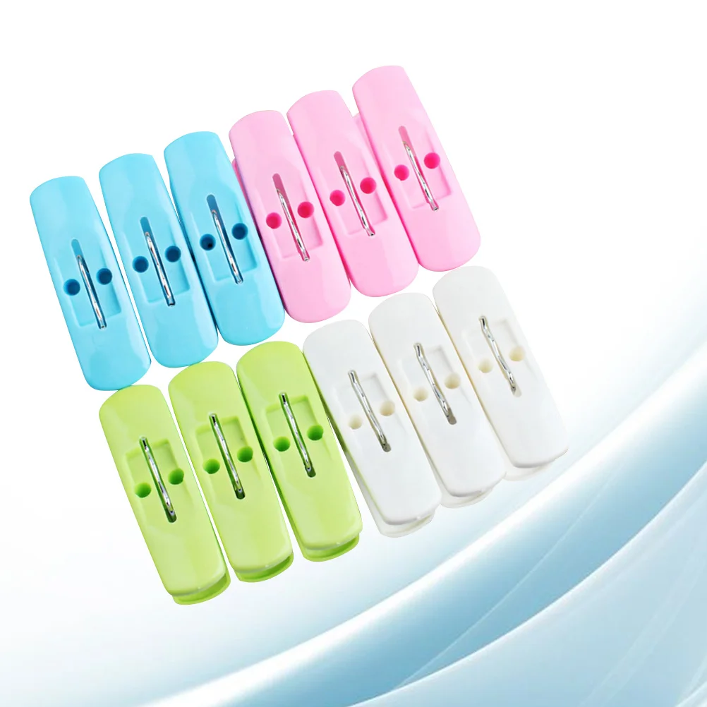 

12Pcs Plastic Clothespins Windproof Non Slip Laundry Clips Clothes Pins for Socks Towels Blanket Duvet Cover Multi-Purpose Clips