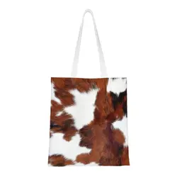 Maculato Brown Farm Animal Skin Grocery Tote Shopping Bags pelliccia di mucca pelle bovina Texture stampa tela spalla Shopper Bag borse