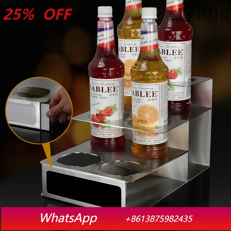 

LH Transparent Double-Layer Syrup Shelf Stainless Steel Sugar Press Bottle Storage Display Shelf with Lid