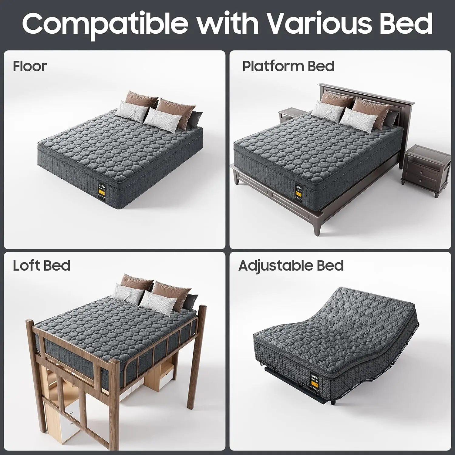 Medium Firm Mattress Queen 14 inch, Hotel Style Hybrid, Customized