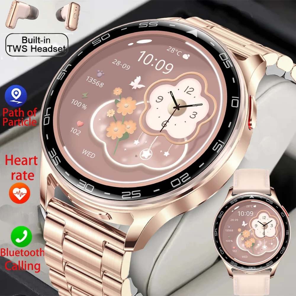 

Новинка 2024 TWS2 в 1 Bluetooth-наушники умные часы Bluetooth Вызов HIFI 9D качество звука GPS траектория движения женские умные часы