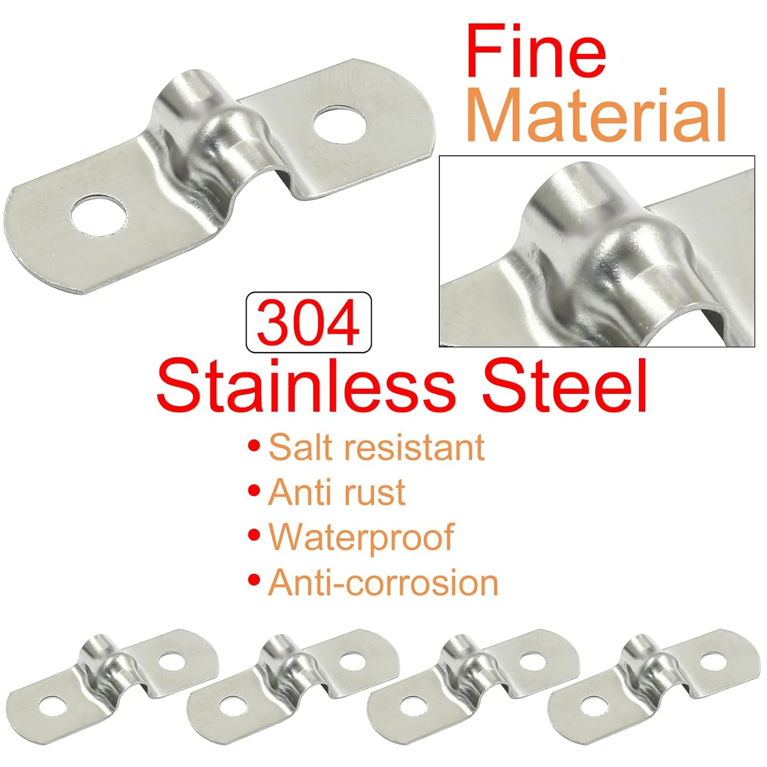 Picture 4: 10-50Pcs Two Hole Strap U Bracket Stainless Steel M5 Rigid Pipe Strap Clamp Tube Strap Tension Clip for Fixing Pipe hose Cable